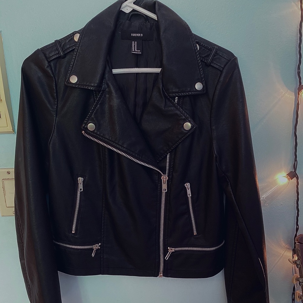 Black faux leather jacket